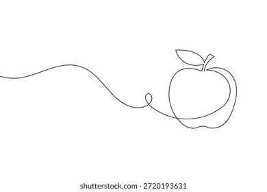 Minimalist continuous line drawing of an apple fruit vector icon