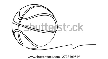 Minimalist continuous line drawing of a basketball in motion vector