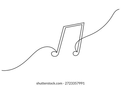 Eine minimalistische, durchgehende Linienzeichnung mit gestrahlten Noten, einzeln auf weißem Hintergrund. Perfekt für Musik, Kunst und kreative Designs im modernen Stil.