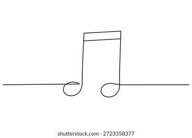 Un dibujo lineal continuo minimalista de notas musicales con vigas aisladas sobre un fondo blanco. Perfecto para música, arte y diseños creativos en un estilo moderno.