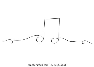 Un dibujo lineal continuo minimalista de notas musicales con vigas aisladas sobre un fondo blanco. Perfecto para música, arte y diseños creativos en un estilo moderno.