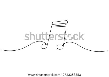 A minimalist continuous line drawing of beamed music notes isolated on a white background. Perfect for music, art, and creative designs in a modern style.