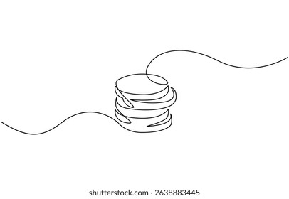 Minimalist continuous line drawing of a birthday cake with one lit candle and dripping frosting in black and white,