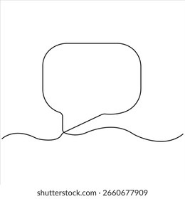 Minimalist continuous line drawing of chat bubbles, symbolizing communication, conversation, messaging, social media, online chat, dialogue, and digital connection on white background.