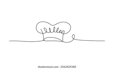 Minimalist Continuous Line Drawing of a Chef Hat for Kitchen, Culinary, and Food Artwork Designs
