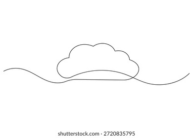 Minimalist continuous line drawing of a cloud and horizon vector