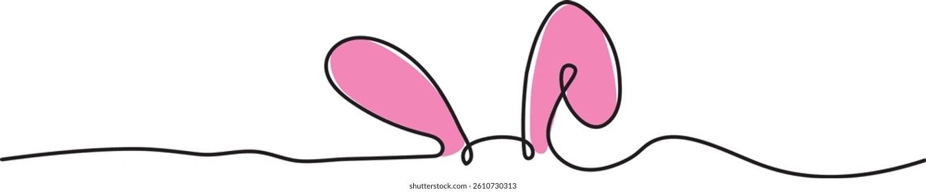 Minimalist Continuous Line Drawing of Easter Bunny Ears	