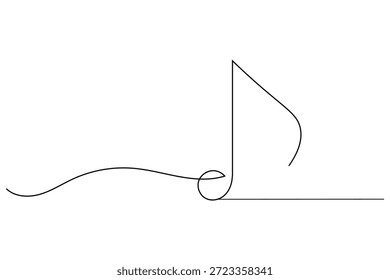 A minimalist continuous line drawing of an eighth music note isolated on a white background. Perfect for music, art, and creative designs.