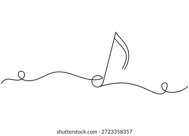 A minimalist continuous line drawing of an eighth music note isolated on a white background. Perfect for music, art, and creative designs.
