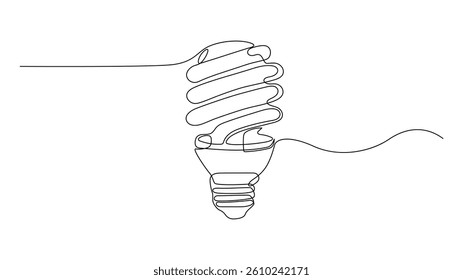 A Minimalist Continuous Line Drawing of an Energy Saving Light Bulb