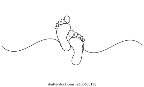 Minimalist continuous line drawing of footprints for design and decoration