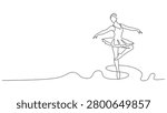 Minimalist continuous line drawing of a graceful ballerina in a tutu, performing a ballet pose with elegance and fluidity.