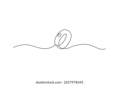 Dibujo de línea continuo minimalista de un símbolo de corazón, fusionándose con una forma de 'O' estilizada, en blanco