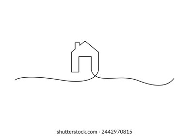 Dibujo minimalista de línea continua de una casa. Ilustración vectorial. EPS 10.