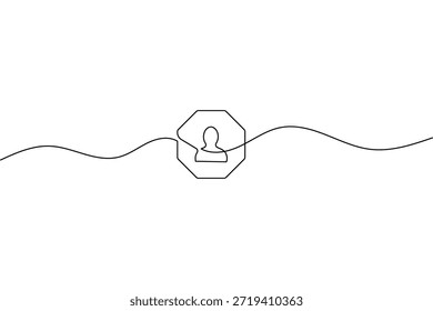 Dibujo de línea continua minimalista de un icono de avatar humano en un marco de octágono