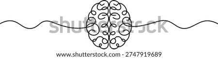 Minimalist continuous line drawing of a human brain, symbolizing thought, intelligence, and neurological processes.