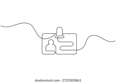Minimalistische durchgehende Strichzeichnung eines ID-Kennzeichens und einer Identifikationskarte