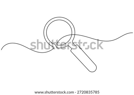 Minimalist continuous line drawing of a magnifying glass vector