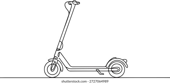 Desenho de linha contínua minimalista de um scooter elétrico moderno