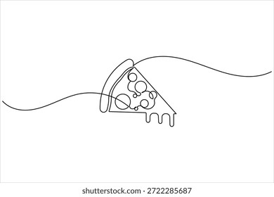 Dibujo de línea continuo minimalista de un Vector de rebanada de pizza pepperoni