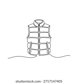 Desenho de linha contínua minimalista de um colete de bufê ilustração de moda simples