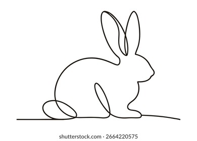 Linha contínua minimalista desenhando um coelho sentado coelho animal