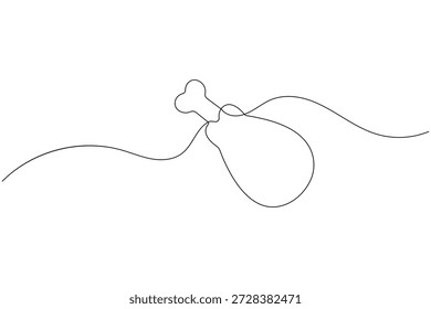 Minimalist continuous line drawing of a roasted chicken drumstick