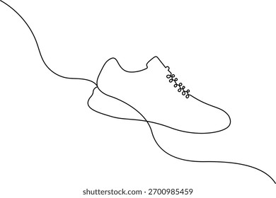 Minimalista: dibujo de línea continua de una zapatilla de correr sobre fondo blanco
