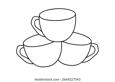 Minimalista desenho de linha contínua três copos de café empilhados beber bebida