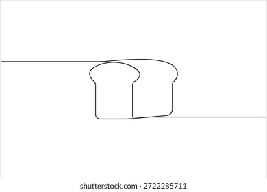 Desenho de linha contínua minimalista de duas fatias de pão