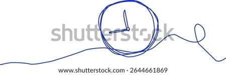 Minimalist  continuous line drawing of a wall clock showing 2:00. Simple modern design ideal for concepts of time, punctuality, and schedule.