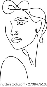 Dibujo de línea continua minimalista de la cara de una mujer