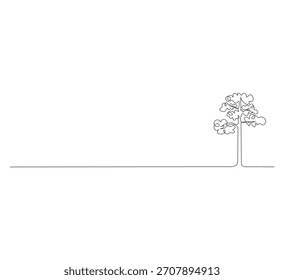 Minimalist Continuous Line Green Tree Illustration,One Line Eco Nature Botanical Outline Art for Posters, Branding, Logo, and Eco Friendly Design Assets
