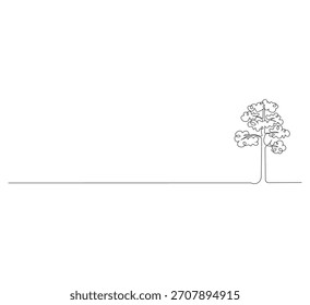Minimalist Continuous Line Green Tree Illustration,One Line Eco Nature Botanical Outline Art for Posters, Branding, Logo, and Eco Friendly Design Assets
