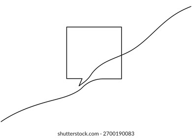 Minimalist continuous line speech bubble icon on white background