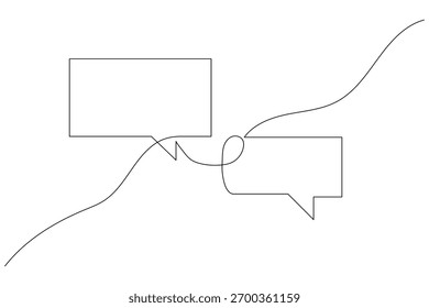  Minimalistische durchgehende Linie Sprechblase Symbol auf weißem Hintergrund