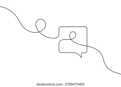 Icono de burbuja de discurso de línea continua minimalista sobre fondo blanco.
