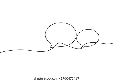 Icono de burbuja de discurso de línea continua minimalista sobre fondo blanco.
