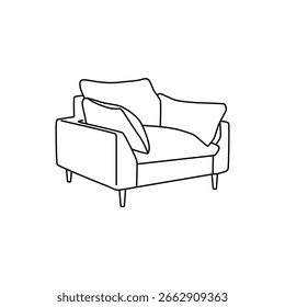 Ilustração de vetor de linha contínua minimalista do design interior da poltrona