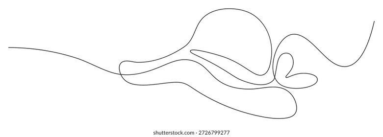 Minimalist continuous line vector illustration of elegant sun hat fashion accessory

