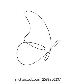 A minimalist continuous one black line drawing of a butterfly