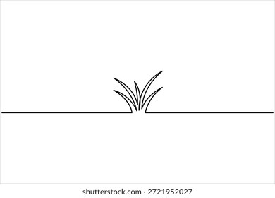 Dibujo minimalista de arte de una línea de concepto de hierba, Ilustración vectorial de arte de línea de hierba