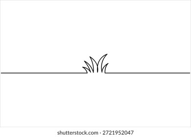 Dibujo minimalista de arte de una línea de concepto de hierba, Ilustración vectorial de arte de línea de hierba