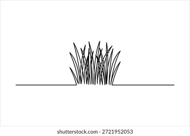 Minimalista contínuo um desenho de arte de linha do conceito de grama, ilustração de vetor de arte de linha de grama