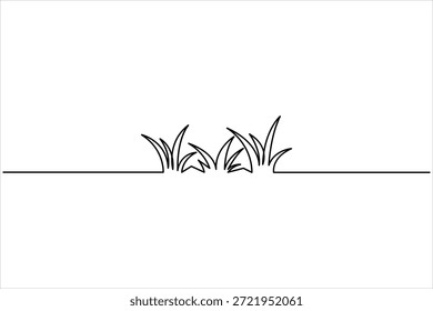 Minimalistische durchgehende einzeilige Kunstzeichnung Graskonzept, Graslinie Kunst Vektorgrafik