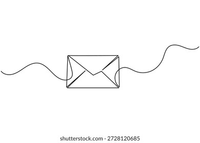 Minimalist continuous one line art of a mail envelope icon