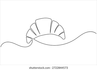 Minimalist continuous one line croissant pastry vector illustration