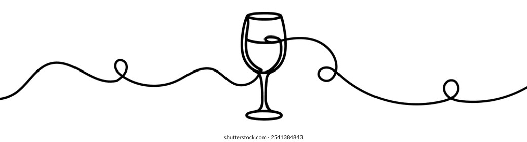 Minimalista contínuo um desenho de linha de um copo de vinho no fundo branco