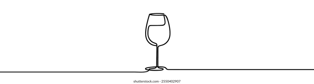 Minimalista contínuo um desenho de linha de um copo de vinho no fundo branco