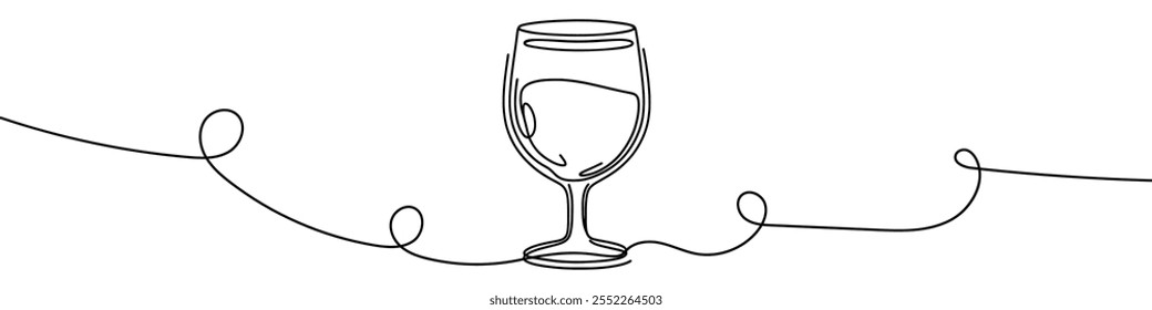 Minimalista contínuo um desenho de linha de um copo de vinho no fundo branco